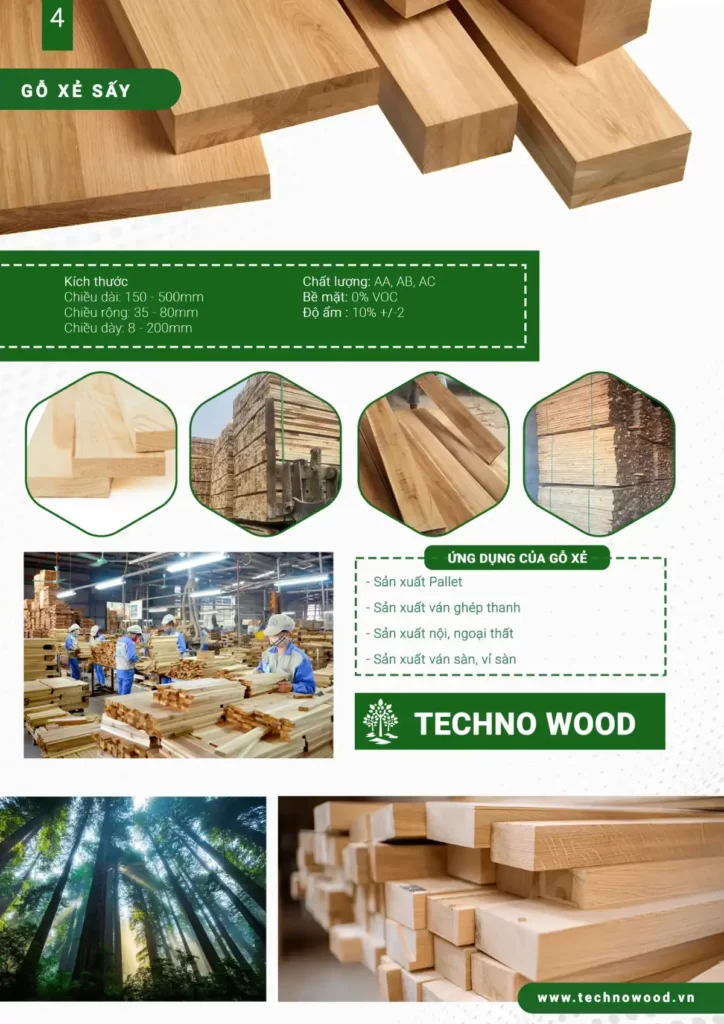 Catalogue Technowood Trang 4 - giới thiệu về gỗ keo xẻ của Techno Wood