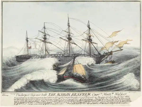 Baron of Renfrew, tàu gỗ hạ thủy vào năm 1825 để đi từ Canada đến Anh. Ảnh: Library and Archives Canada