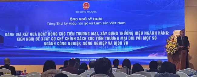 Tổng thư ký Hiệp hội Gỗ và Lâm sản Việt Nam phát biểu tại Hội nghị